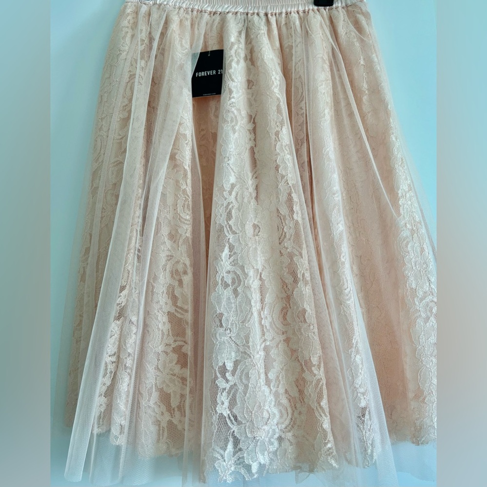 Forever 21 Light Blush Lace Full Skirt